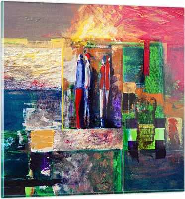 Produktbild von Bilder auf glas - Abstraktion modern - 50x50cm - Glasbilder - Wandbilder - Kunstdruck - zum Aufhängen bereit - Wanddekoration aus Glas - Glas Bilder - Wandbild auf Glas - Einteilig - GAC50x50-3670