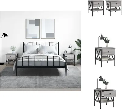 Obrázek produktu pro vidaXL Noční stolky 2 ks. Grey Sonoma 40x42x45 cm Materiál na bázi dřeva - Noční stolky