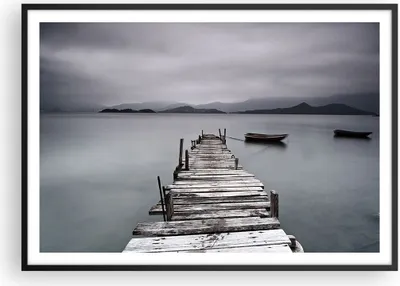 Produktbild von Gerahmtes Poster - Schwarzer Rahmen - Brücke See - 100x70 cm - Wand Bild - Wanddeko - Wandbilder - Kunstposter - Wandposter - Bilderrahmen - Bilder - Kunstdruck - Wandbild - P2BAA100x70-3547
