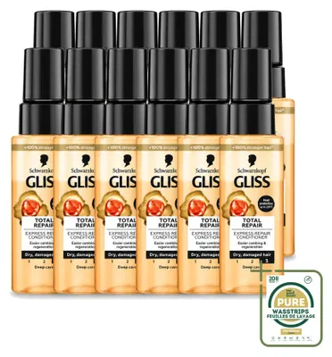 Productafbeelding van 12 x Schwarzkopf Gliss Total Repair Express Repair Conditioner, 70 ml - Voorraadverpakking - 12 stuks