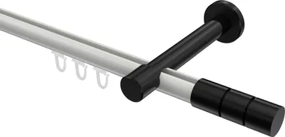 Produktbild von Interdeco Innenlaufstange / Gardinenstange mit Innenlauf Weiß / Schwarz, Typ Prestige Elanto (Rillenzylinder), 20 mm Ø 1-läufig, 180 cm