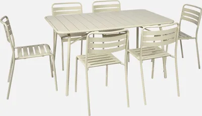 Immagine prodotto di Set tavolo da giardino in acciaio con 6 sedie, 140cm, Beige