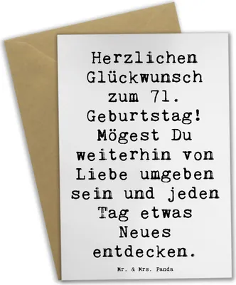 Produktbild von Mr. & Mrs. Panda Grußkarte Spruch 71. Geburtstag Freude - Weiß - Geschenk, Happy Birthday, besondere Jubiläum, hochzeitskarten, genesungskarte, inspirierenden Gedanken
