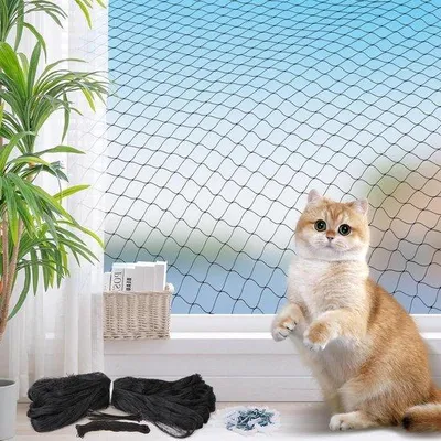Produktbild von Katzenschutznetz 8x3m für Balkon und Fenster mit 27m Befestigungsseil