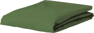 A folded green bed sheet on a white background.