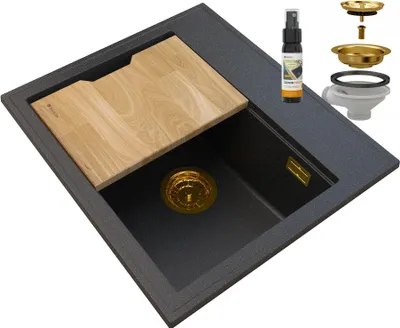 Produktbild von Granitan | Zlewozmywak FOXAL GOLD - Schwarz mit Goldsprenkeln - Hochwertig - Funktionalität erhöht