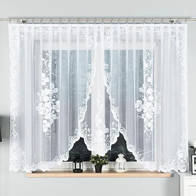 Obrázek produktu pro Dekorační oblouková krátká záclona na žabky FUKSJA bílá 400x160 cm MyBestHome
