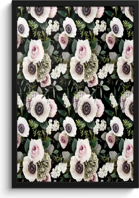 Produktbild von MuchoWow® MuchoWow® Gerahmtes Poster Blumen - Anemone - Rosen 40x60 cm - Poster mit zchwarzem Bilderrahmen - Papierdruck - Wandbilder