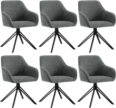 Produktbild von WOLTU Esszimmerstühle drehbar 6er Set, ergonomischer Stuhl Esszimmer, mit Armlehnen Farbe: dunkelgrau