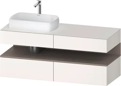 Produktbild von Duravit Qatego Konsolenwaschtischunterbau, 2 Auszüge, 2 Schubkästen, Ausschnitt links, 1400x550x600mm, Nische Basalt Matt, QA4765043840010