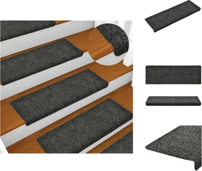 Produktbild von vidaXL Treppenmatten 15 Stk. Nadelvlies 65x21x4 cm Grau -  Stufenteppiche