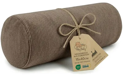 Produktbild von Nackenrolle mit Cordsamt-Bezug 40x16 cm Nackenkissen Kniekissen Stützrolle Braun