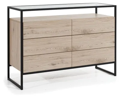 Obrázok produktu pre Hnedá komoda do spálne s 3 zásuvkami Moderný drevený príborník