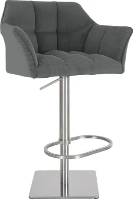Obrázek produktu pro Barová židle šedá - Barová židle - nastavitelná a ergonomická - akcenty z nerezové oceli