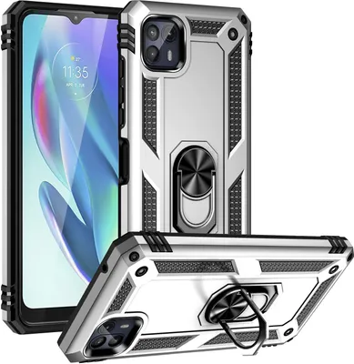Produktbild von Moto G50 5G Hülle, Dual Layer Militäre Fallschutz Schutzhülle mit Ringhalterung Ständer für Motorola Moto G50 5G Silber