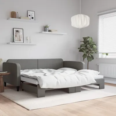 Zdjęcie produktu dla Maison Exclusive – rozkładana leżanka, kolor ciemnoszary, 100 x 200 cm, materiał