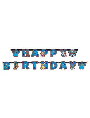 Produktbild von Amscan "Paw Patrol" Girlande Happy Birthday 179,8 x 13,7 cm - 9903823 | Hunde Motiv Kinder Geburtstag