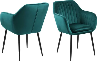Image de OXM Chaise de salle à manger rembourrée confortable Vitoria VIC Tissu Bottle Green 63 / métal noir mat laqué époxy 57 x 83 x 61 cm