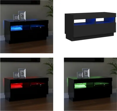 Image de vidaXL Armoire TV avec lampes LED Noir 80x35x40 cm - Armoire TV - Armoire TV Avec LED - Meuble TV
