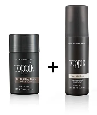 Produktbild von TOPPIK SET 12 g. Haarfasern + Fixier Spray 118ml. Streuhaar, Farbe:Dunkelbraun (Dark Brown)