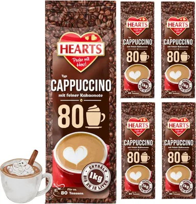 Produktbild von HEARTS Cappuccino mit feiner Kakaonote 5 x 1kg Großpackung