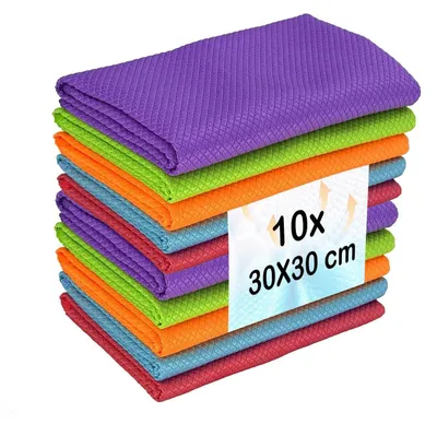 Produktbild von Mikrofasertücher Allzweck-Reinigungstücher 10 Stück 30x30cm 5 Farben