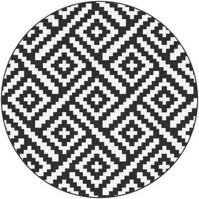 Produktbild von vidaXL Outdoor-Teppich ARAKIL Weiß und Schwarz Ø120 cm PP