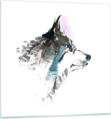 Produktbild von Bilder auf glas - Hund Illustration Fantasie - 70x70cm - Glasbilder - Wandbilder - Kunstdruck - zum Aufhängen bereit - Wanddekoration aus Glas - Glas Bilder - Wandbild auf Glas - GAC70x70-3100