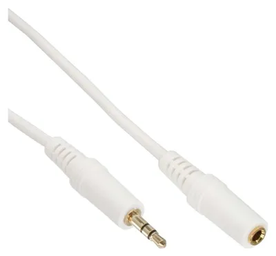 Produktbild von InLine Klinke Verlängerung, 3,5mm Stecker / Buchse, Stereo weiß / gold, 10m, 3.5mm, Stecker, 3.5mm, Buchse, 10 m, Weiß