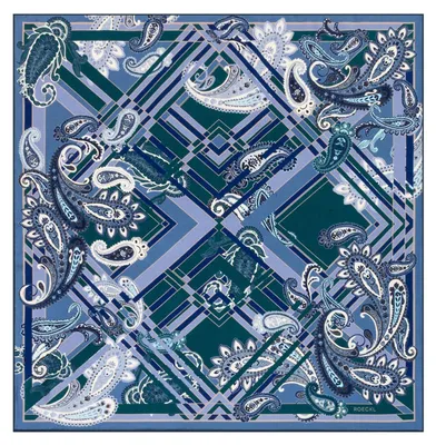 Imagen del producto de ROECKL bufanda Check Paisley 53x53 Multi Emerald azul