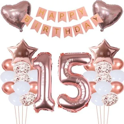 Image de Ballon d'anniversaire rose « 15 ans » pour fille, 1 pièce