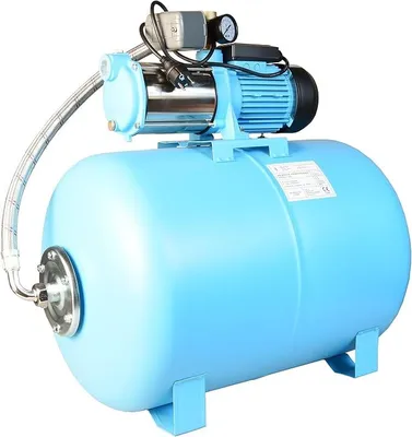 Immagine prodotto di Centralina idraulica MAX-H 1300 - Pompa centrifuga (6000 l/h, 1300W, altezza di mandata 55m) - Serbatoio di pressione da 100L - Automa idraulico con pressostato e manometro - Pompa per acqua in acciaio inossidabile, ideale per l'irrigazione del giardino, capacità 100 litri