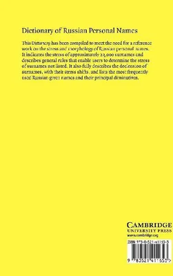 Produktbild von Dictionary of Russian Personal Names