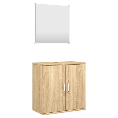 Produktbild von 2-tlg. Badmöbel-Set Eichen-Optik Holzwerkstoff
