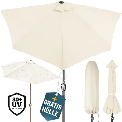 Immagine prodotto di Kingsleeve Ombrellone Mezzaluna a Parete Ø2,7m con Manovella UV80+ Idrorepellente Giardino Balcone