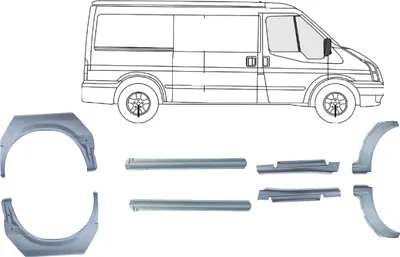 Produktbild von Für Ford Transit BJ 2000-2013 Kurz Reparaturbelch Schweller Blech Set XL