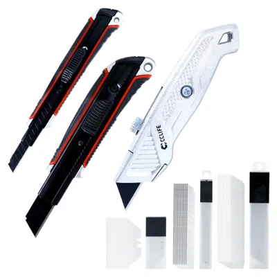 Produktbild von CCLIFE Cuttermesser Set 3 Messer 30 Ersatzklingen HeimwerkerBaustelle
