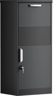 Produktbild von XPOtool Paketkasten Schwarz 500 x 375 x 1150 mm, Paketbox Zuhause, private Paketannahme passend für Pakete und Päckchen, Standbriefkasten Stahl