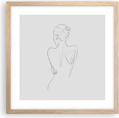 Produktbild von Gerahmtes Poster - Rahmen in heller Eiche - Körper Frau Zeichnung - 40x40 cm - Wand Bild - Wanddeko - Wandbilder - Kunstposter - Wandposter - Bilderrahmen - Bilder - Kunstdruck - P2NAC40x40-4651