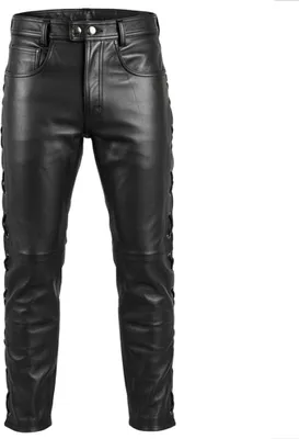 Produktbild von Herren Lederhose lederjeans bikerjeans jeans hose aus echtleder seitlich geschnürt, Größe:54/XL, Farbe:Schwarz
