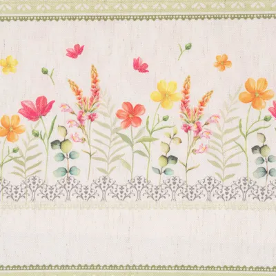 Produktbild von Gardinenstoff Meterware Dekostoff Wiesenblumen natur bunt 1,60m