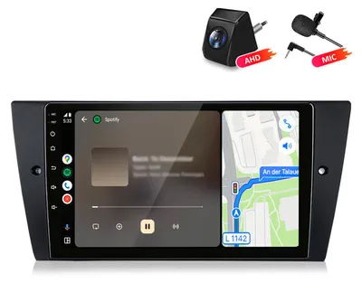 Obrázok produktu pre Autorádio 4+64 GB s kamerou a mikrofónom, kompatibilné s modelmi BMW 3 (E90, E91, E92, E93) od roku 2005 do 2011. Funkcie: Carplay, Android Auto, multimediálne rádio, Android, GPS navigácia, Wi-Fi, Bluetooth, DAB+, RDS, ovládanie z volantu, 9-palcový displej