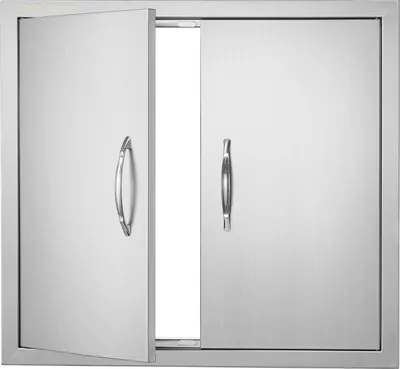 Immagine prodotto di VEVOR porta di accesso al barbecue, 660 x 609 mm, doppia porta per cucina da esterno, porta da incasso in acciaio inox, porta verticale a parete con maniglie, per isola barbecue, stazione barbecue, mobile da esterno