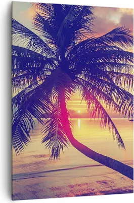 Produktbild von Bild auf Leinwand - Leinwandbild - Einteilig - Meer Strand Palme - 70x100cm - Wand Bild - Wanddeko - Wandbilder - Leinwanddruck - Wanddekoration - Leinwand bilder - Wandbild - PA70x100-3925