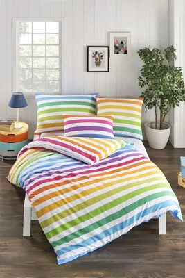 Produktbild von Komplet pościeli Renforce 2-częściowy Rainbow 135 x 200 cm 80 x 80 cm