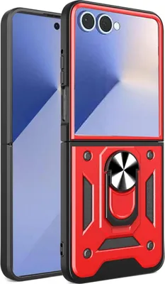 Produktbild von Mobigear Armor Ring  Samsung Galaxy Z Flip 7 Hülle Hardcase Backcover Stoßfest mit Ringhalter - Rot