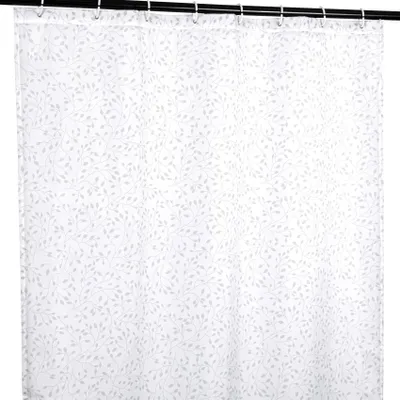 Produktbild von Duschvorhang FASTY Blätter Anti-Schimmel Polyester Badezimmervorhang Bad-Stoff 120x200cm Grau Robust