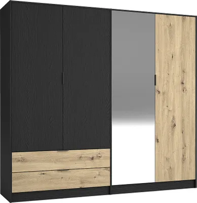 Produktbild von Kleiderschrank 4-türig, 220cm, graphit mit Eiche, UTRECHT-166