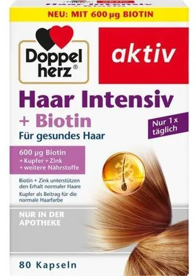 Image de Doppelherz Haar Intensiv + Biotin Capsules pour des cheveux sains, 80 capsules