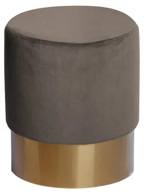 Produktbild von Padiro runder Polsterhocker Ø 35 x 42 cm - Braun - Samtbezug aus Polyester - goldfarbener Fuß